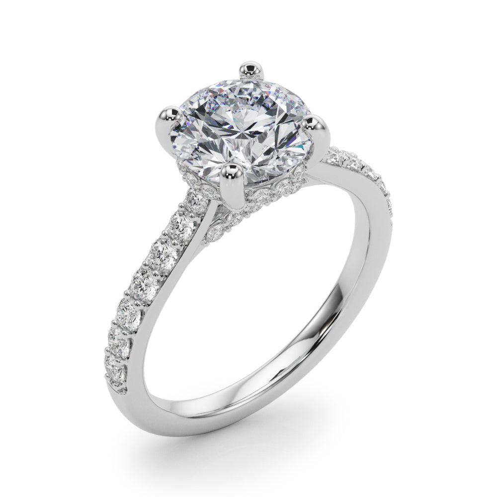 ENGAGEMENT RINGS HALO ROUND Center 2.00ct F VS2 0.34ctw 14k