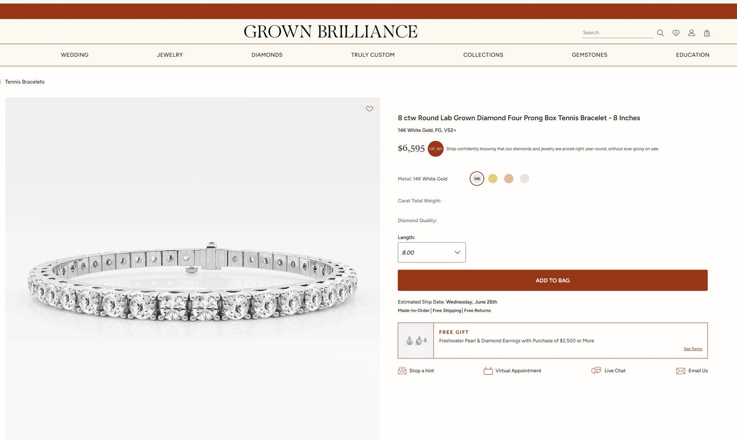 8.60 Carat T.W. Lab-Created Diamond Tennis Bracelet in 14K White Gold
