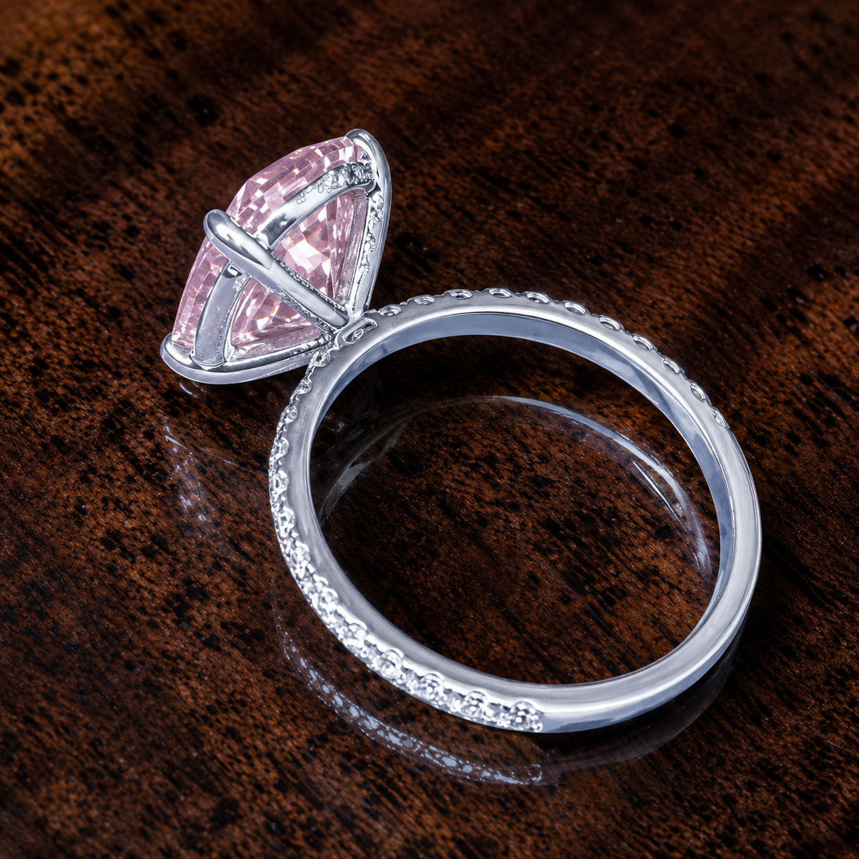 4.49 Carat Fancy Vivid Pink Oval Lab- Created Diamond Ring – IGI Certified