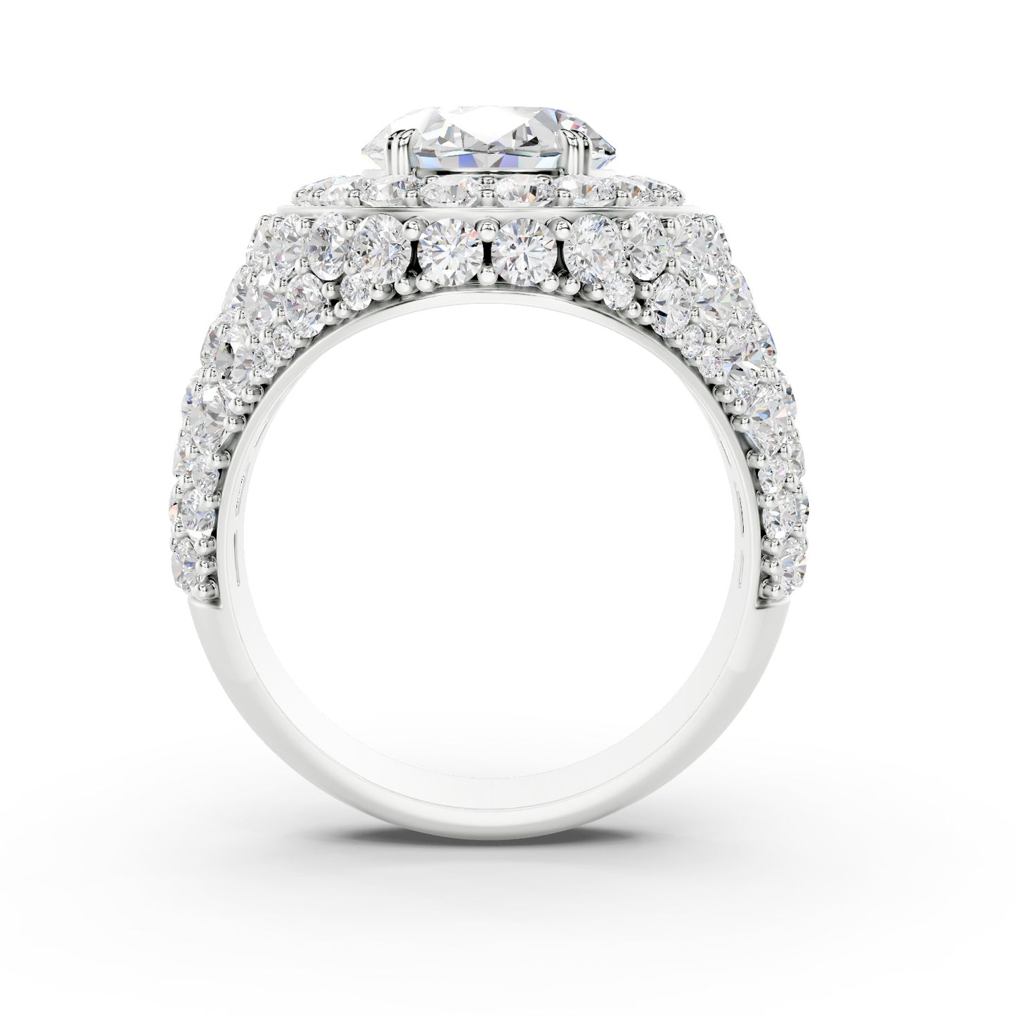 Mens Platinum Flooded Diamond Ring