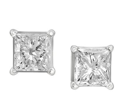 0.25 CTW Luminous Lab-Grown Princess Cut Diamond Stud Earrings in 14K White Gold