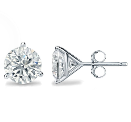 Timeless 0.75 CTW Lab-Grown Round Diamond Stud Earrings in 14K White Gold