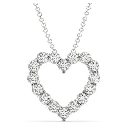 0.50 CTW Gleaming Lab-Grown Diamond Heart Pendant Necklace in 14K White Gold