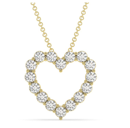 Delicate 0.50 CTW Lab-Grown Diamond Heart Pendant Necklace in 14K Yellow Gold