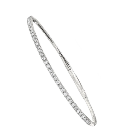 Stylish 1.00 CTW Lab-Grown Diamond Flexible Bangle in 14K White Gold