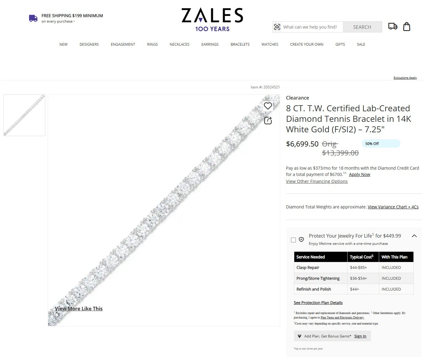 8.60 Carat T.W. Lab-Created Diamond Tennis Bracelet in 14K White Gold