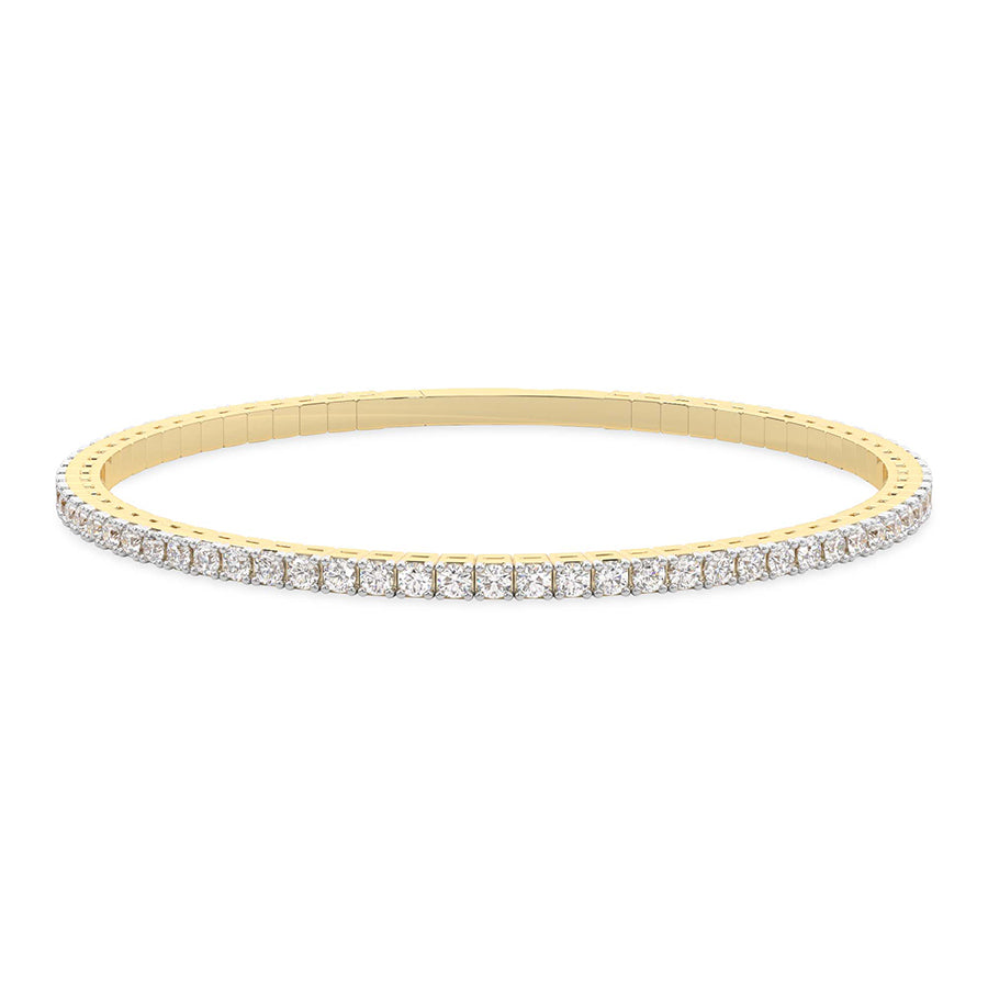 Sophisticated 4.00 CTW Lab-Grown Diamond Flexible Bangle in 14K Yellow Gold