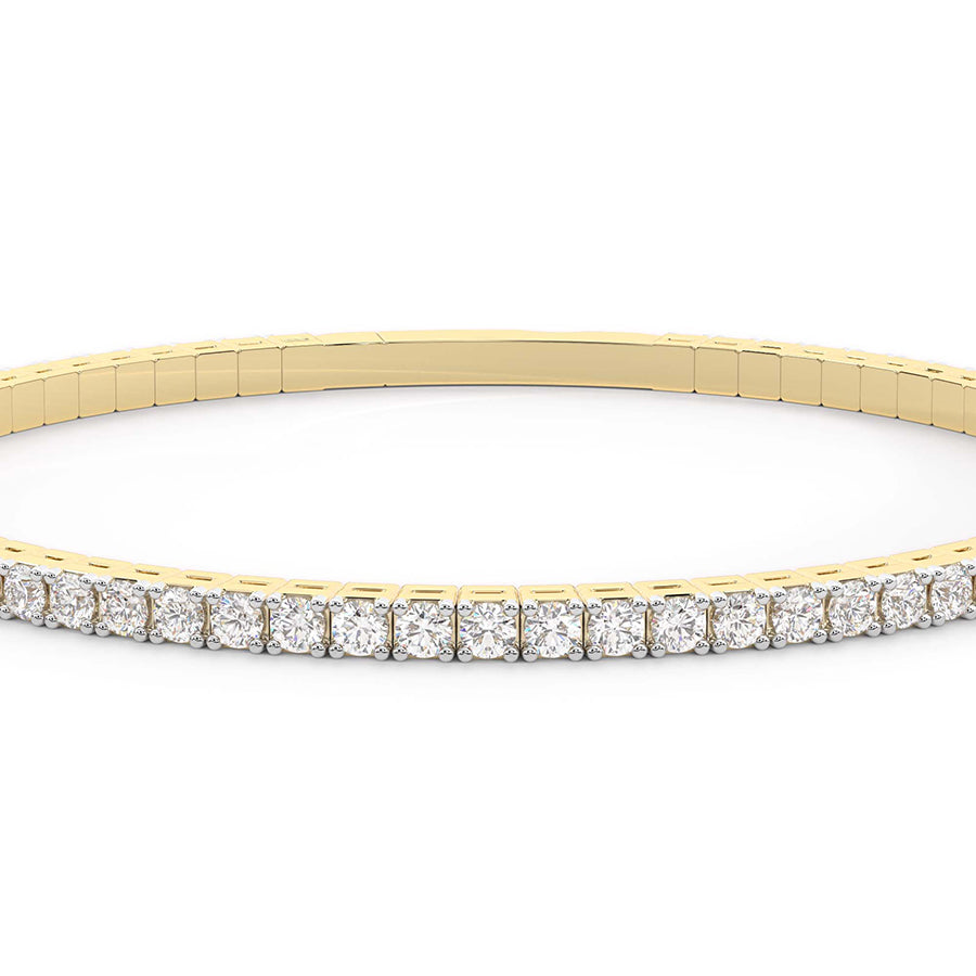 Sophisticated 4.00 CTW Lab-Grown Diamond Flexible Bangle in 14K Yellow Gold