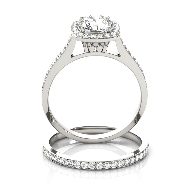 2.00ct F VS1 Round Lab-Grown Diamond Halo Engagement Ring in 14K Gold
