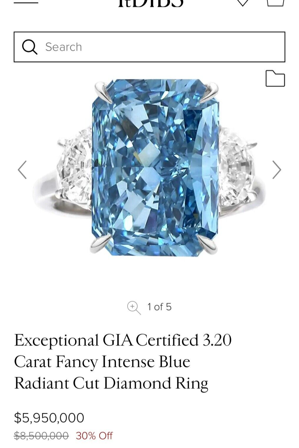 Carbon-Neutral Blue Lab Created Diamond 3.02ct and White Trapezoids 0.95ct 14k