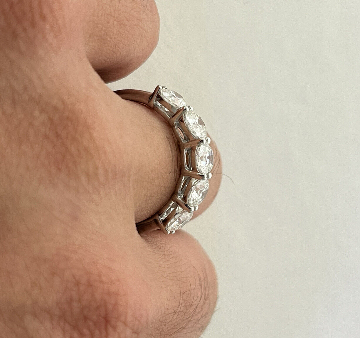 14k White Gold Ring 2.00 Carat 5 Lab Grown Diamonds Eternity Wedding Ring Size 7