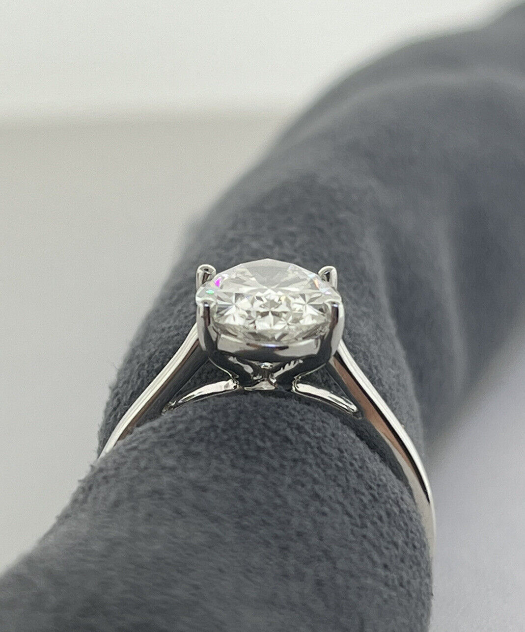 14k White Gold Ring 3.07 Carat Lab Grown Oval Diamond Engagement Ring Size 7