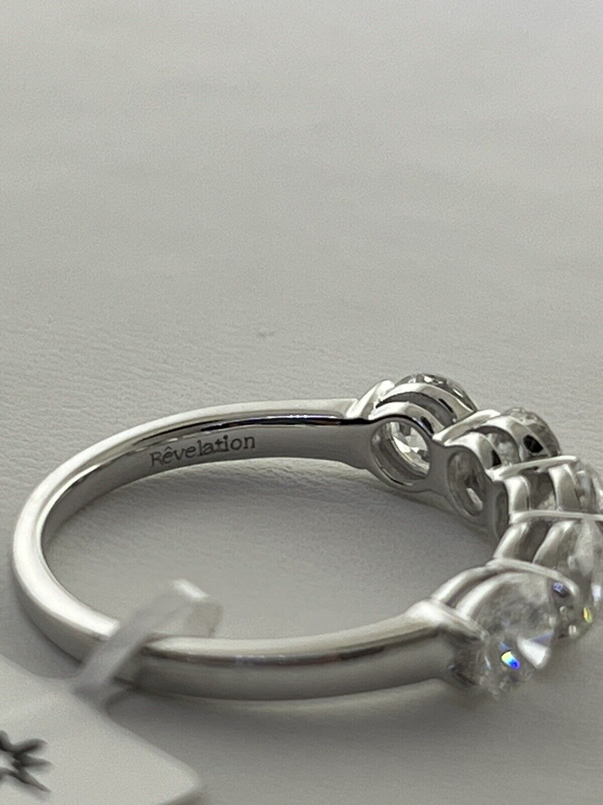 14k White Gold Ring 2.00 Carat 5 Lab Grown Diamonds Eternity Wedding Ring Size 7