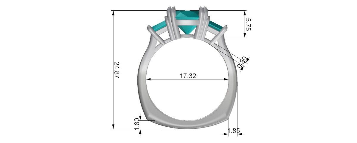 Carbon-Neutral Blue Lab Created Diamond 3.02ct and White Trapezoids 0.95ct 14k