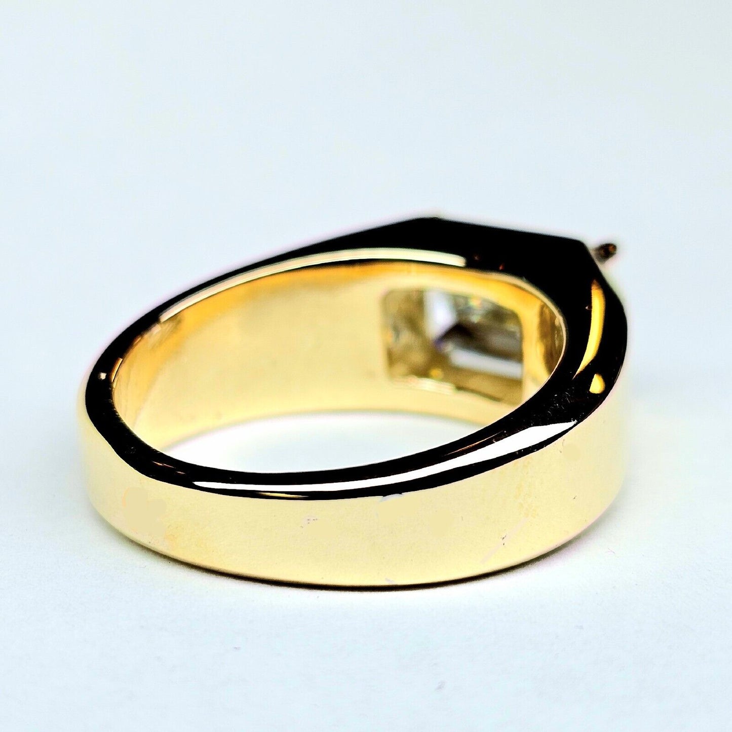 Men's Solid Gold Lab Diamond Solitaire Ring Emerald Cut 5.01 G VS1 Certified
