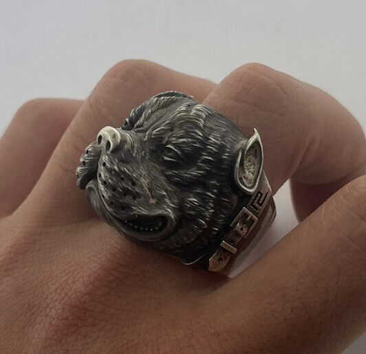 Pitbull Dog Ring Sterling 35 Grams Silver Size 11 Large