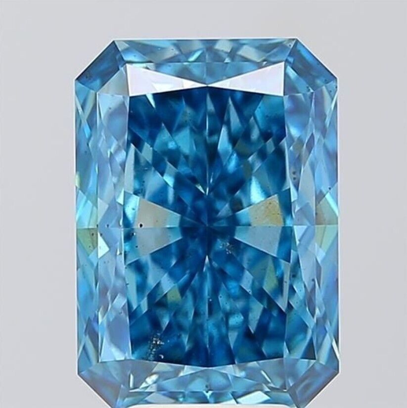Radiant 5.52ct Fancy Vivid Blue SI1 EX EX Lab Grown IGI LG578342861