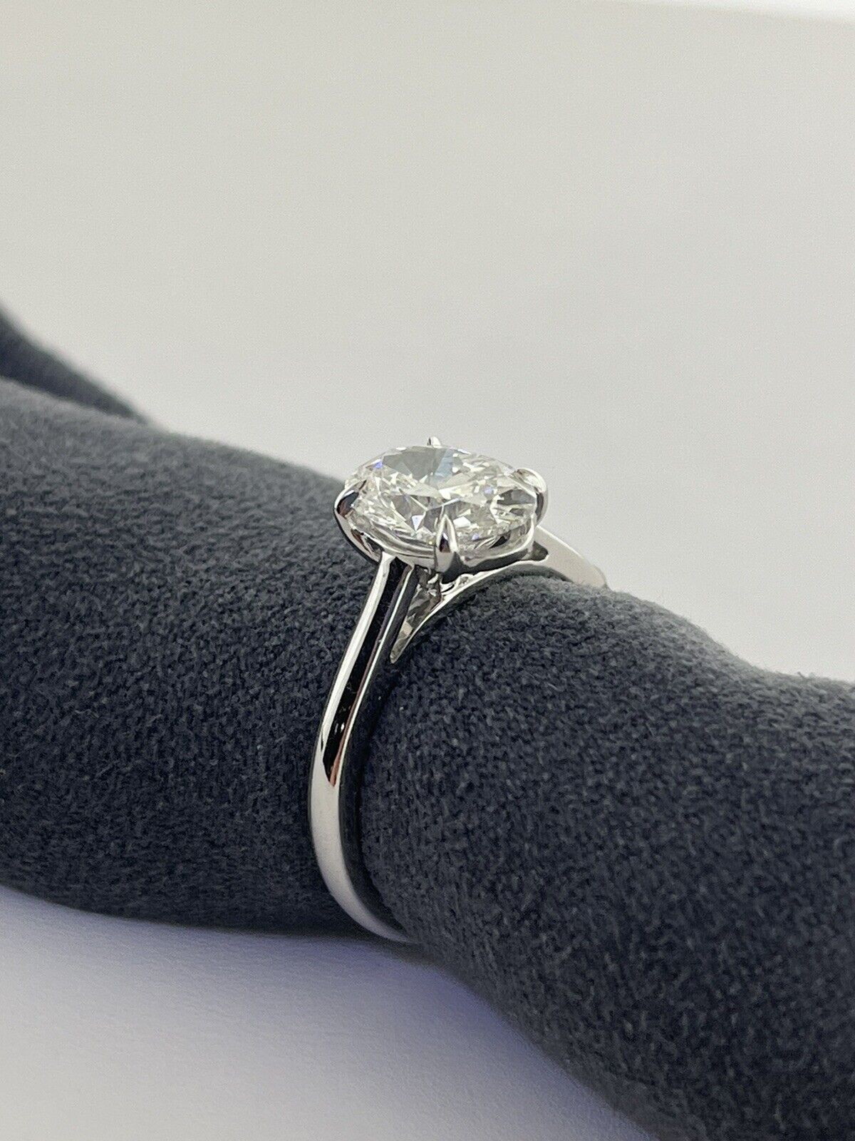 14k White Gold Ring 1.99 Carat Lab Grown Oval Diamond Engagement Ring Size 7