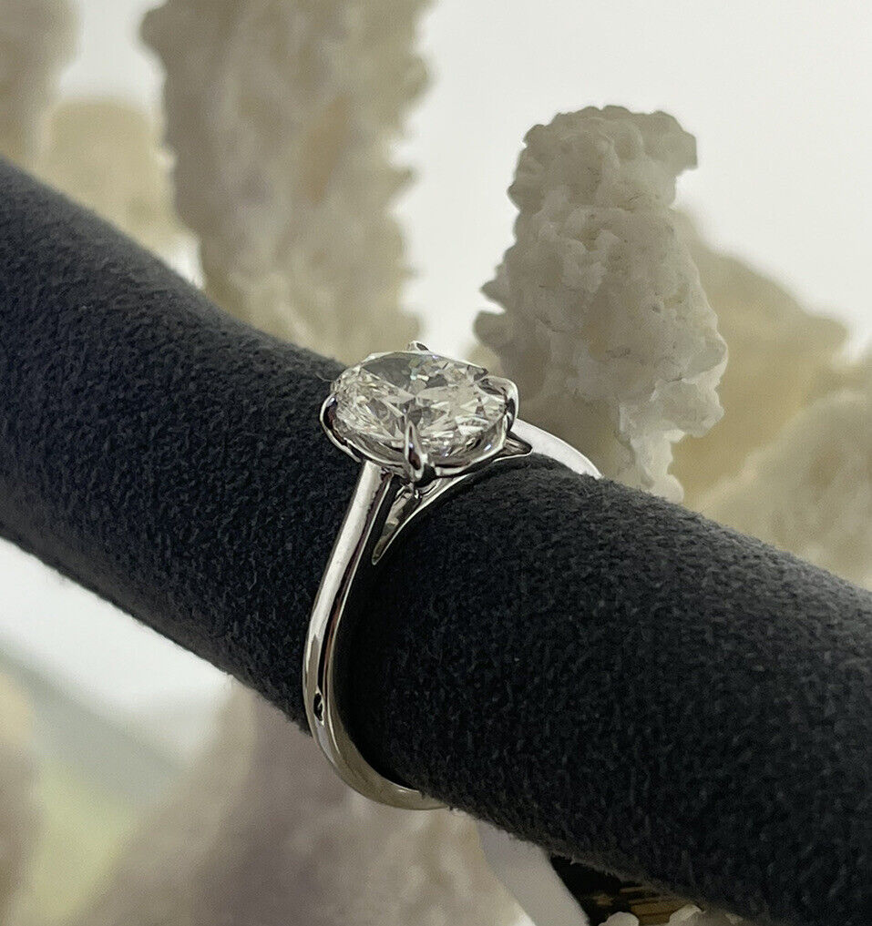 14k White Gold Ring 1.99 Carat Lab Grown Oval Diamond Engagement Ring Size 7