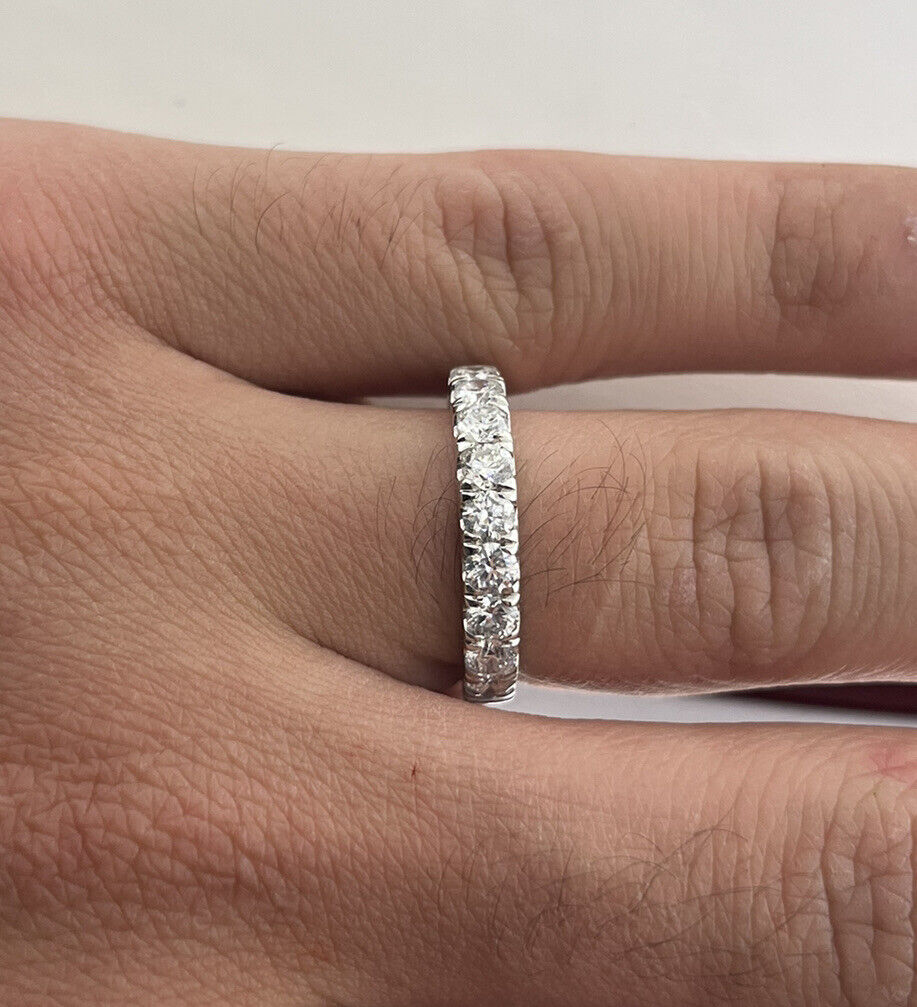 14k White Gold Ring 1.00 Carat Lab Grown Diamond Eternity Wedding Ring Size 7