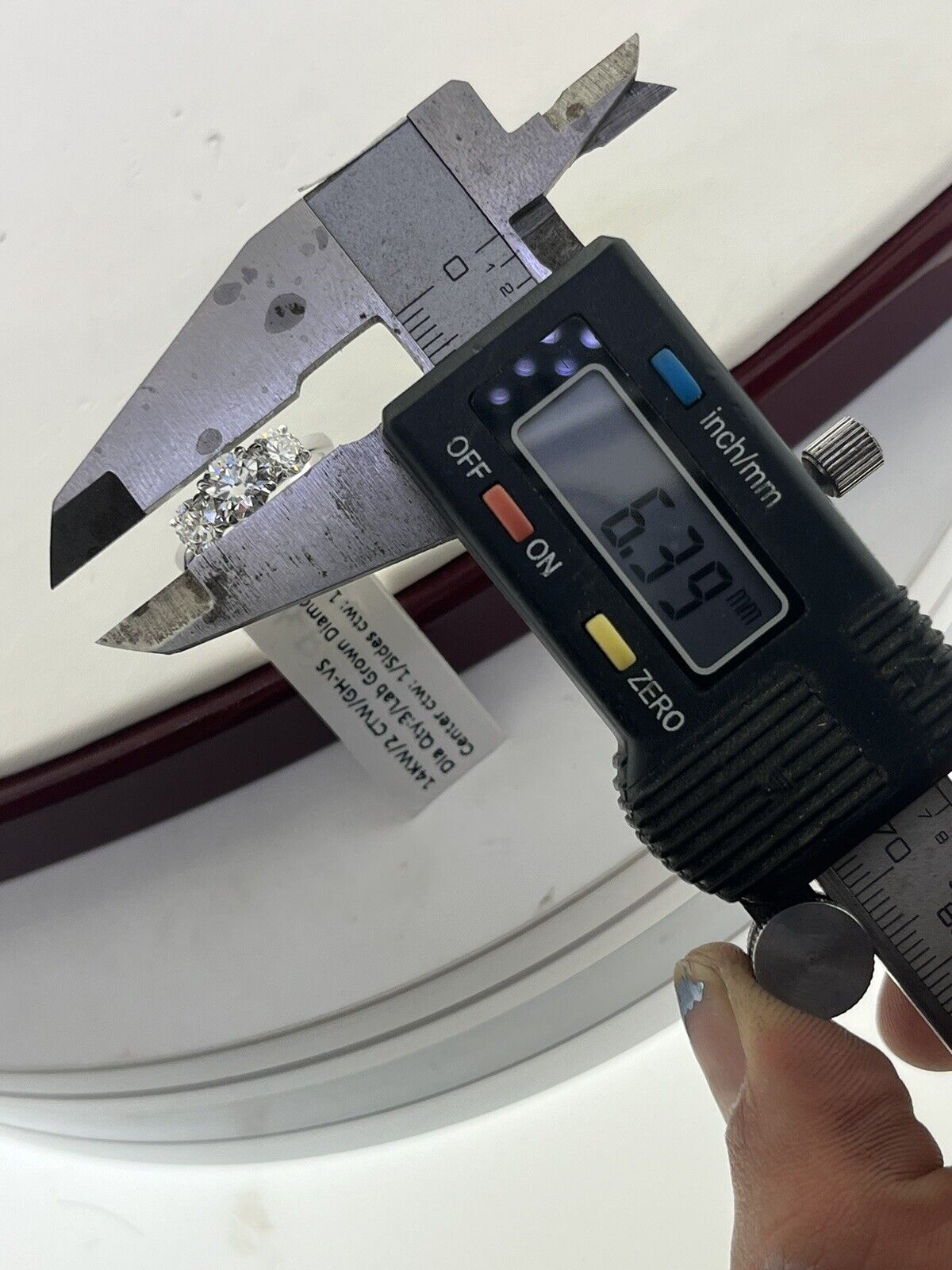 14k White Gold Three Stone Ring 2.15 Carat Lab Grown Diamonds Ring Size 7