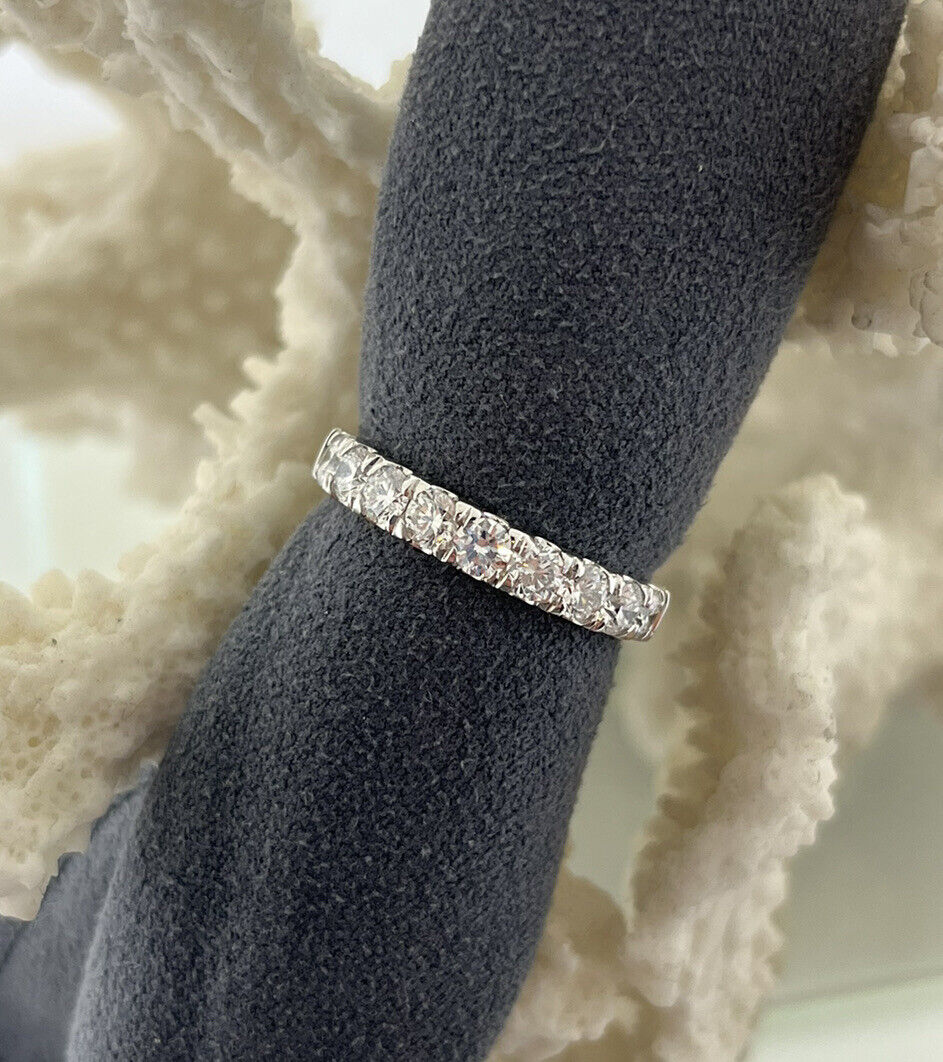 14k White Gold Ring 1.00 Carat Lab Grown Diamond Eternity Wedding Ring Size 7