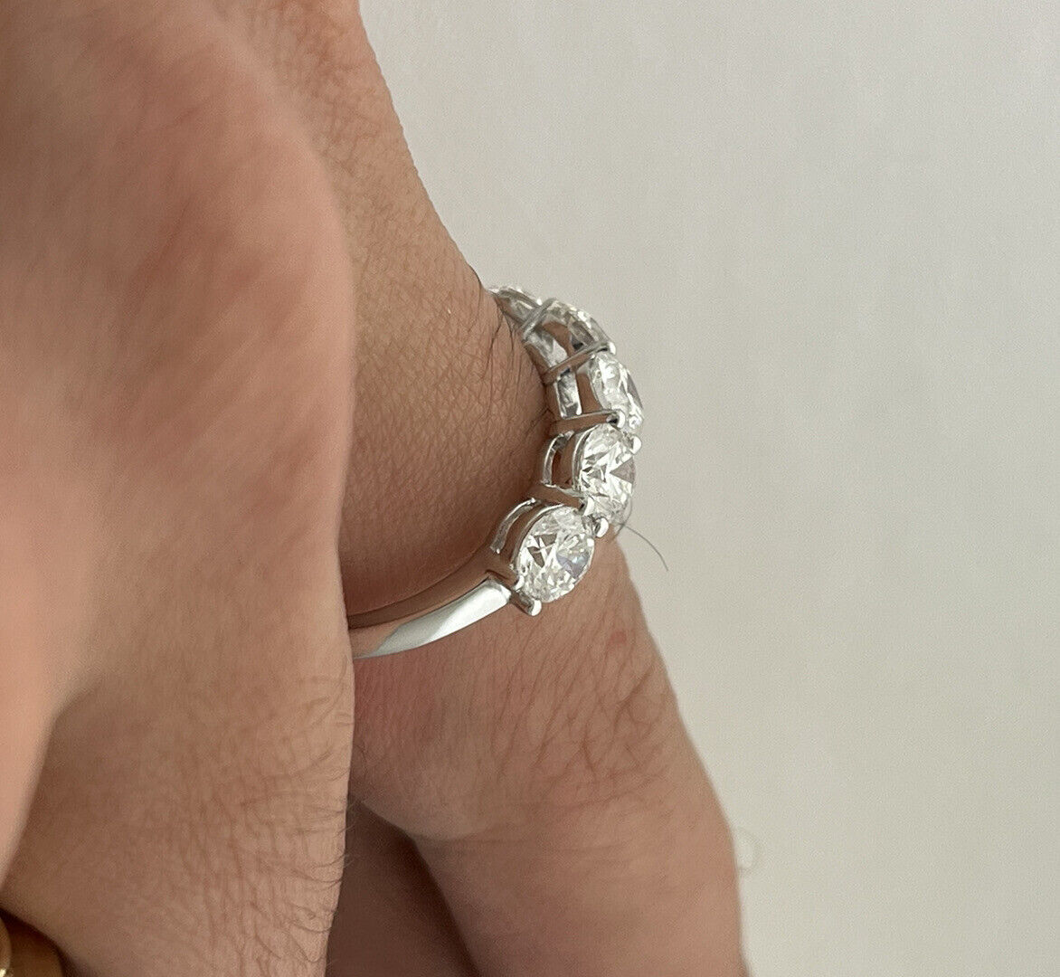 14k White Gold Ring 2.00 Carat 5 Lab Grown Diamonds Eternity Wedding Ring Size 7
