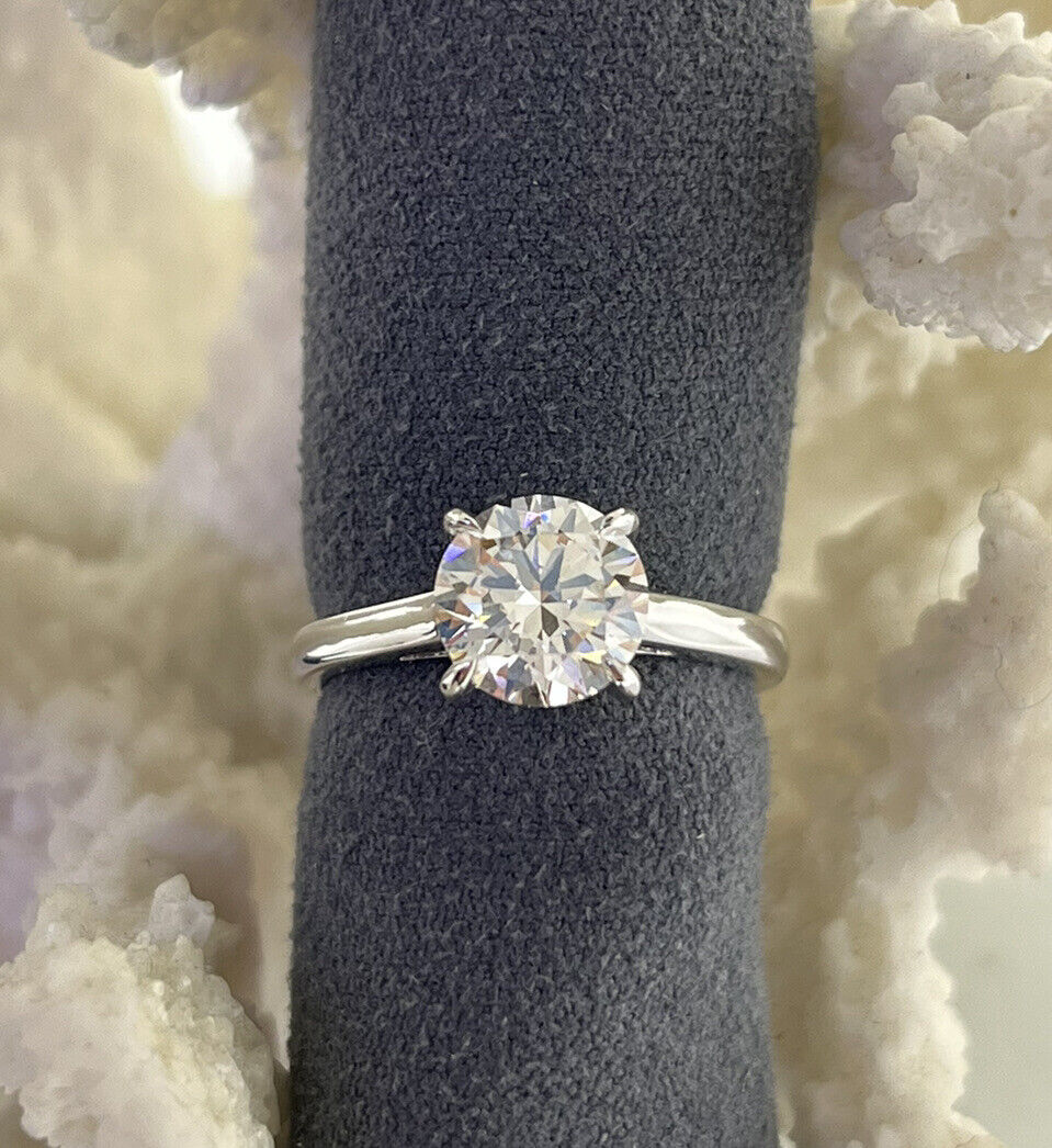 14k White Gold Ring 1.96 Carat Lab Grown Diamond Engagement Wedding Ring Size 7