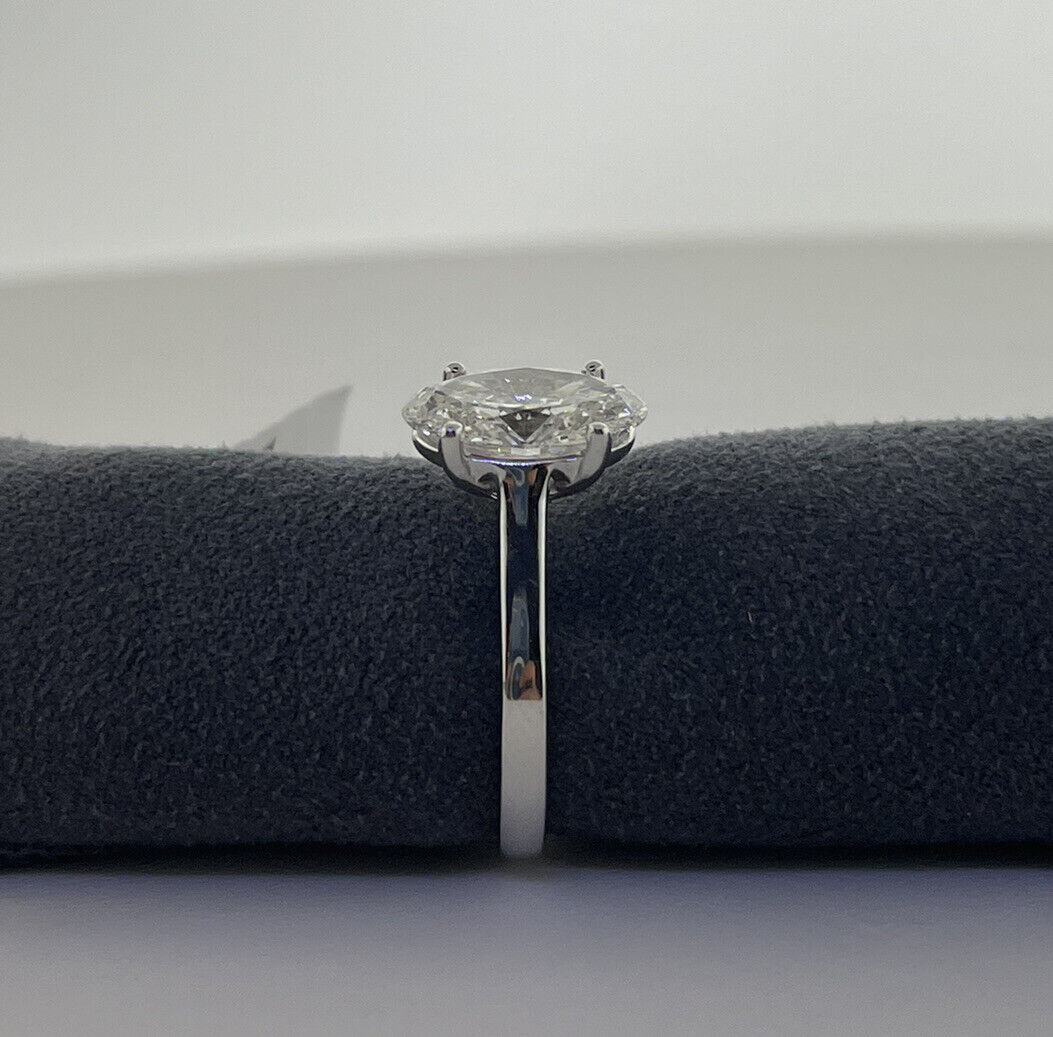 14k White Gold Ring 3.07 Carat Lab Grown Oval Diamond Engagement Ring Size 7