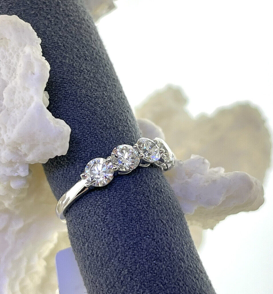 14k White Gold Ring 2.00 Carat 5 Lab Grown Diamonds Eternity Wedding Ring Size 7