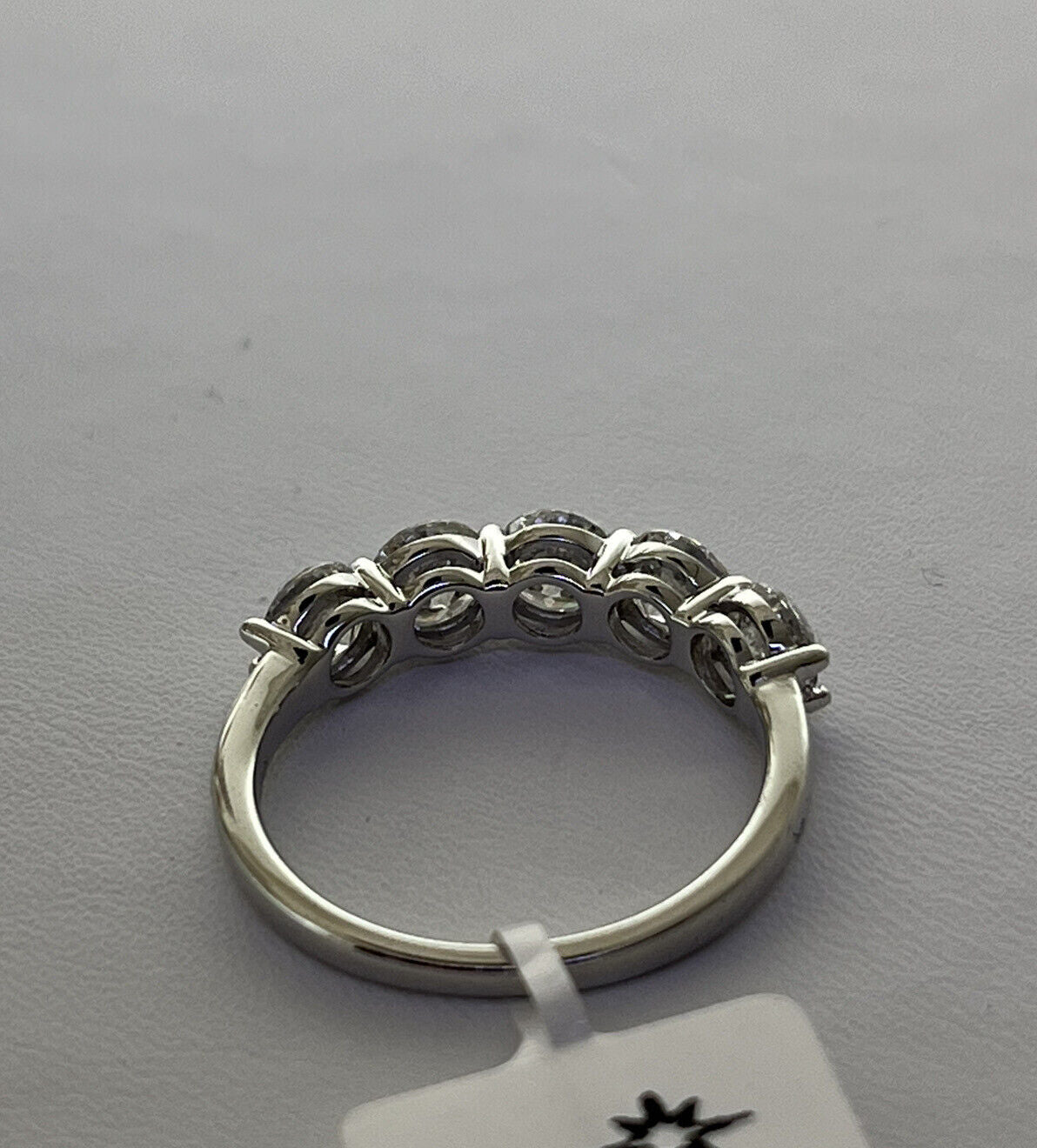 14k White Gold Ring 2.00 Carat 5 Lab Grown Diamonds Eternity Wedding Ring Size 7