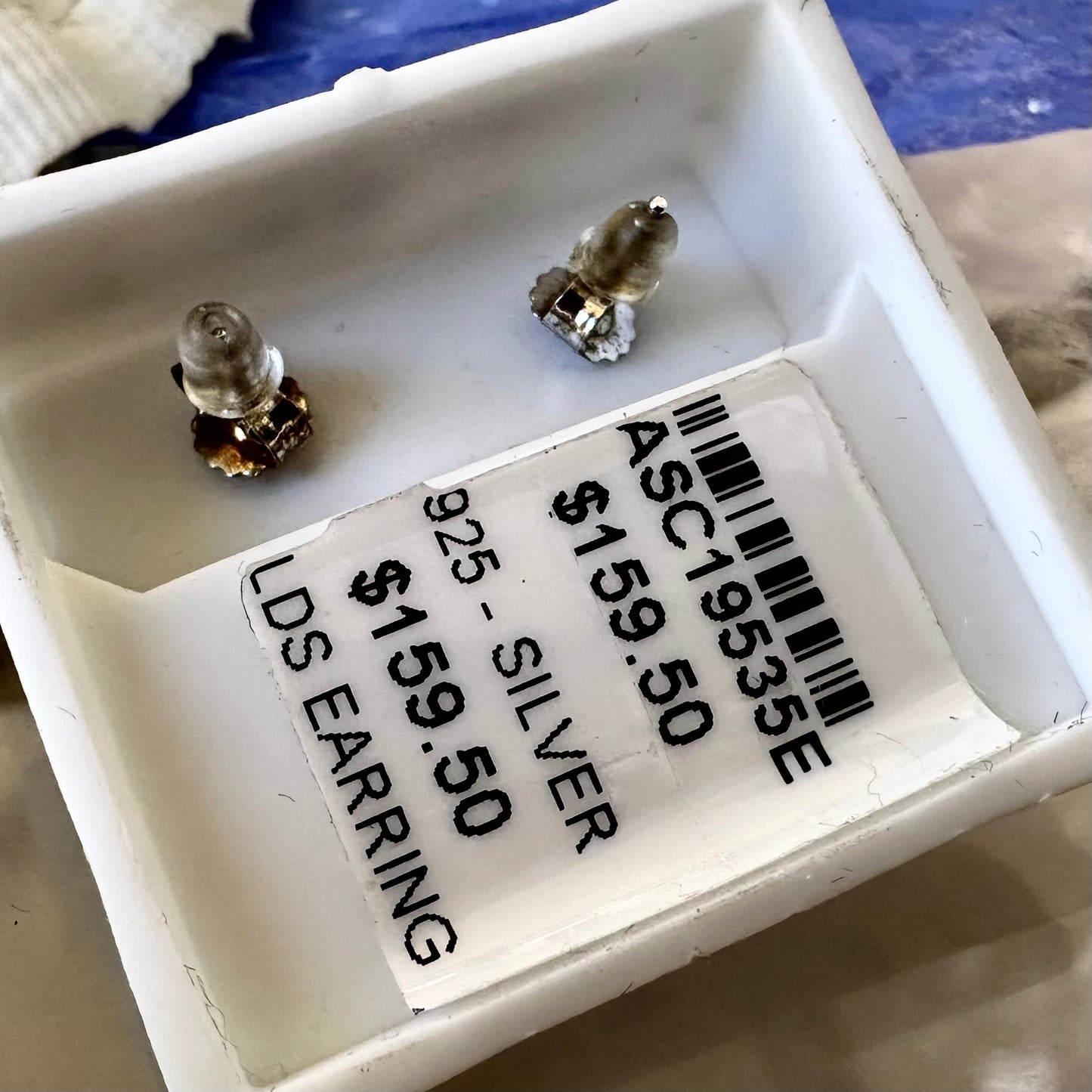 925 Sterling Silver Simulated Tanzanite Earrings in a Cubic Zirconia Double Halo Rhodium Plated