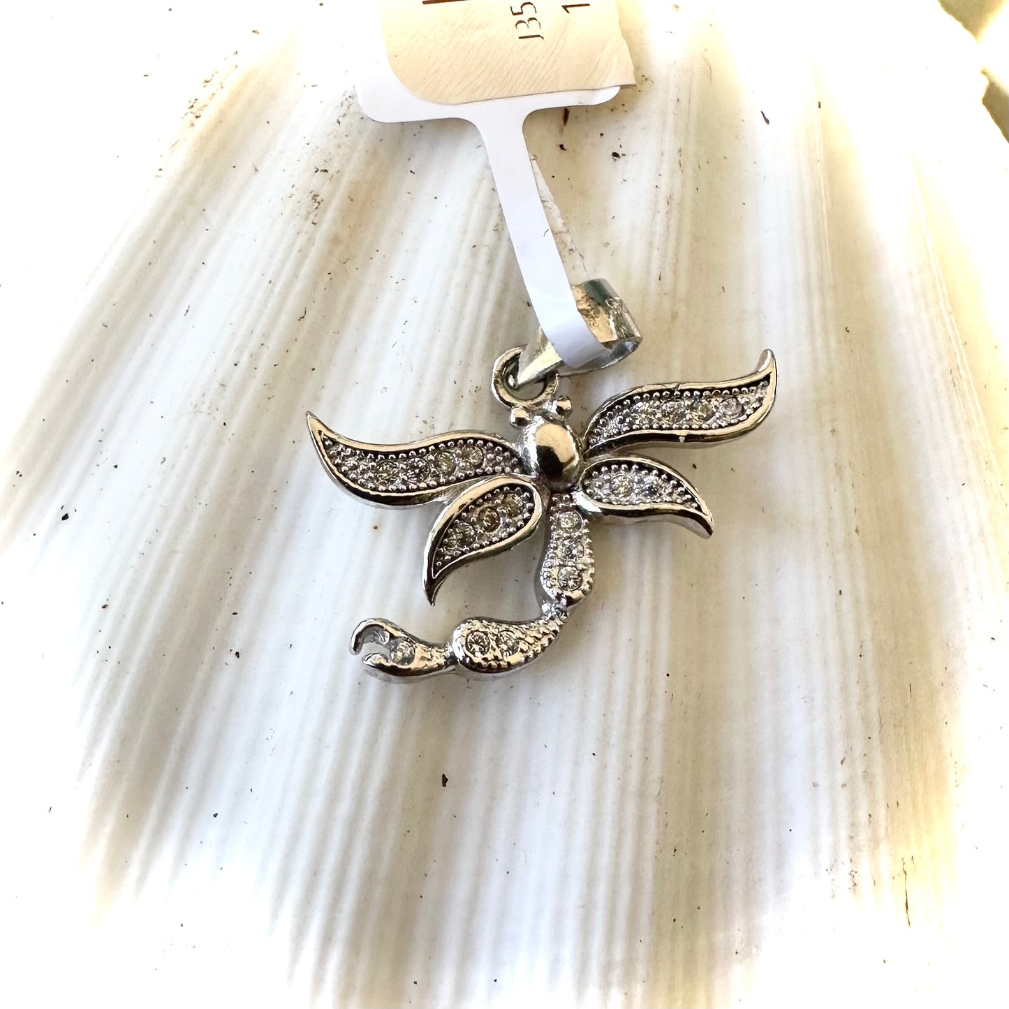 925 Sterling Silver Dragonfly Pendant with Cubic Zirconia Rhodium Plated