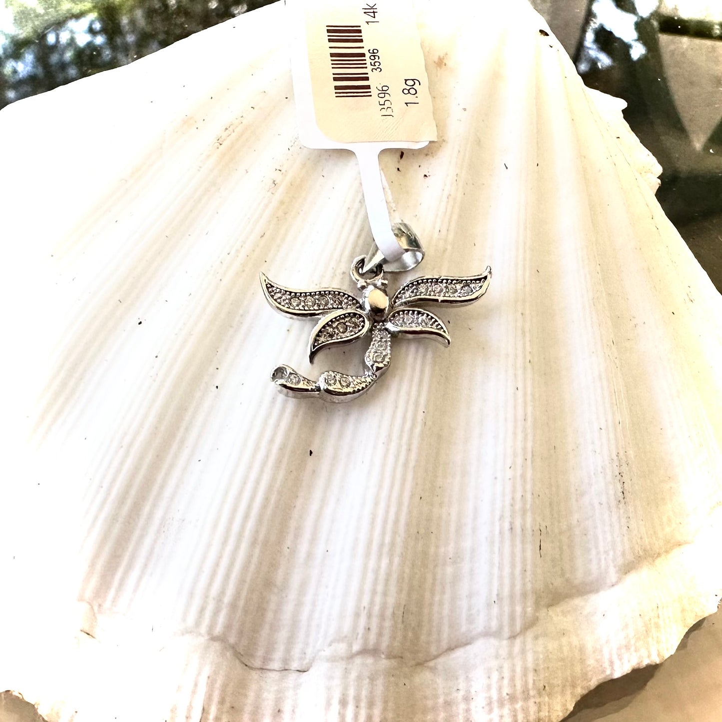 925 Sterling Silver Dragonfly Pendant with Cubic Zirconia Rhodium Plated