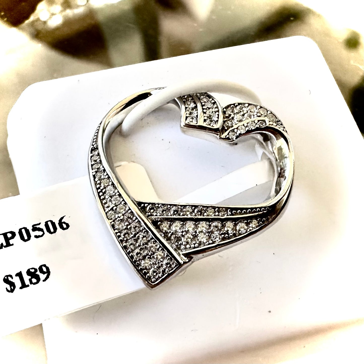 925 Sterling Silver Open Heart Pendant with Cubic Zirconia Pave Rhodium Plated