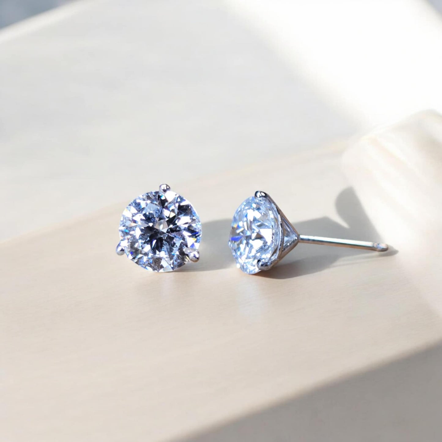 2.00 Carat F VS2 Lab-Grown Diamond Stud Earrings in 14K White Gold