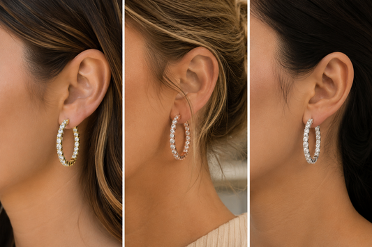 5.40 Ct Lab Grown Diamond Hoop Earrings 14K Gold 30mm 36 Stone VS1 D-F 