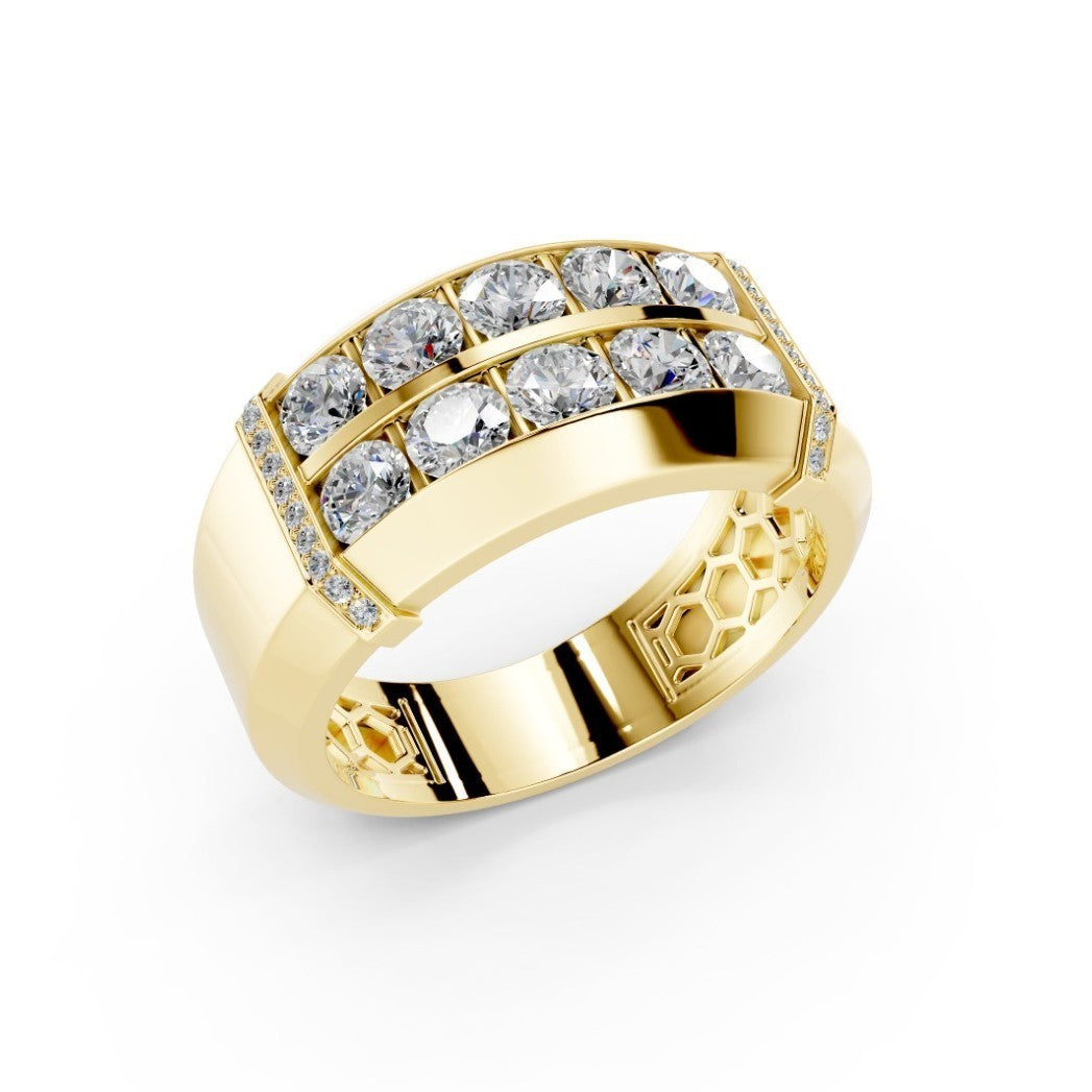 Men's 3.50 CTW Lab-Grown Diamond Double Row Statement 14kt Ring size 9