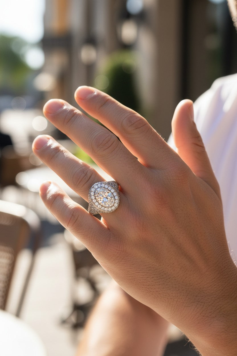 Men's Platinum Flooded Lab Diamond Ring VS1 F EX