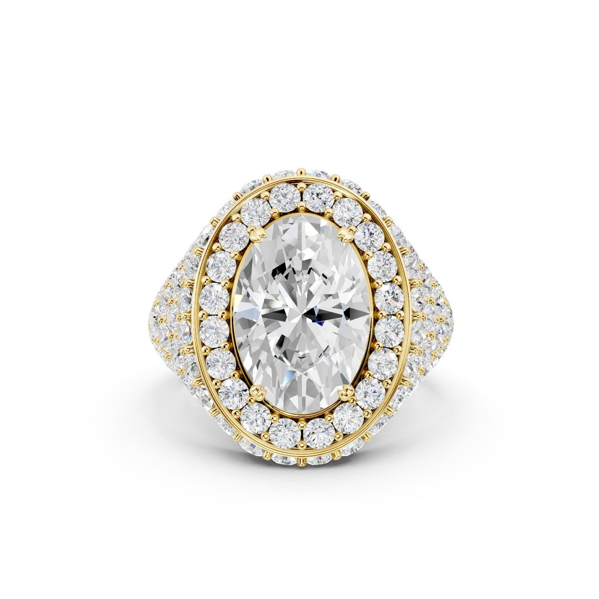 Men's 14k Flooded Lab Diamond Ring with a 3Ct. F color VS1 Center Stone