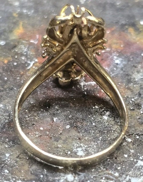 14K Tri-Color Gold Diamond & Ruby Lobster Ring