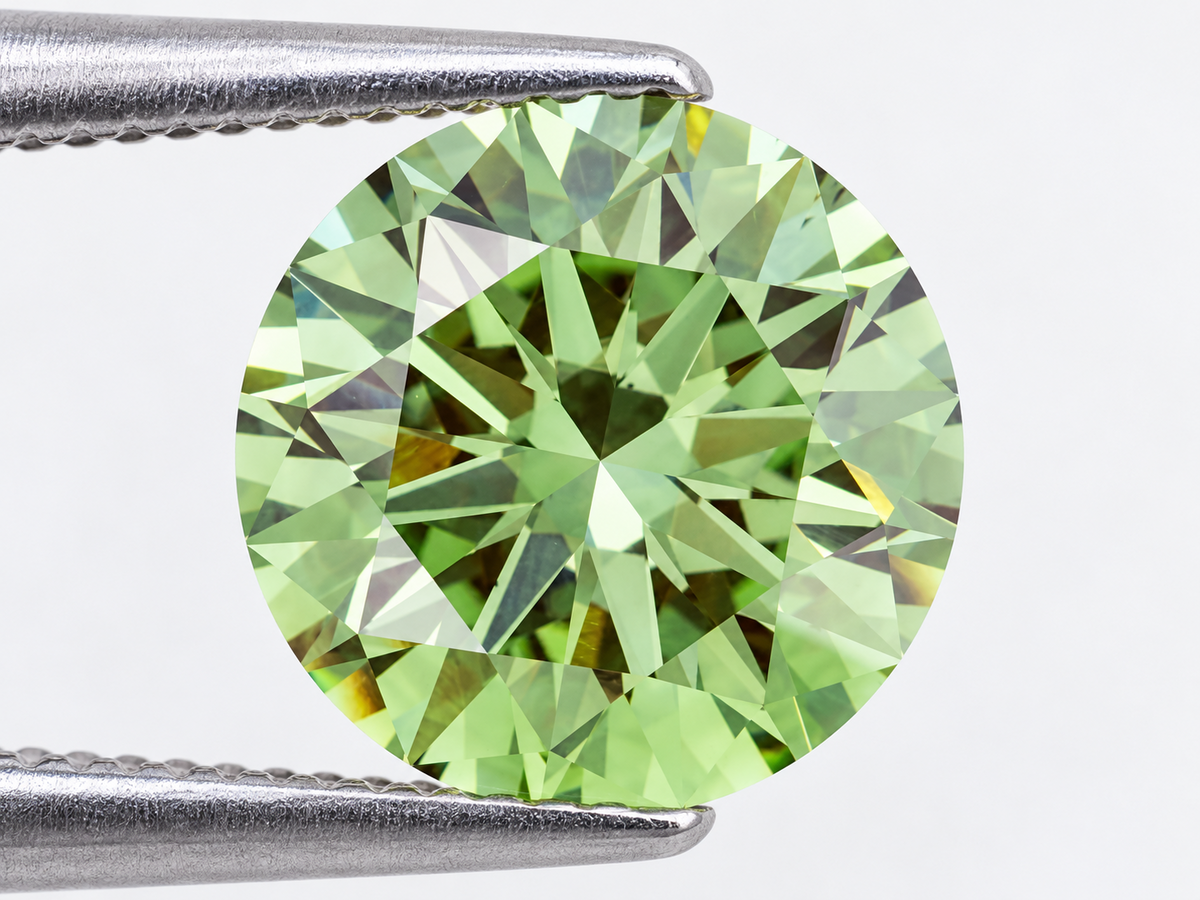 3 CT Fancy Vivid Green Round Lab Grown Diamond VS1 Ideal Cut Loose Diamond
