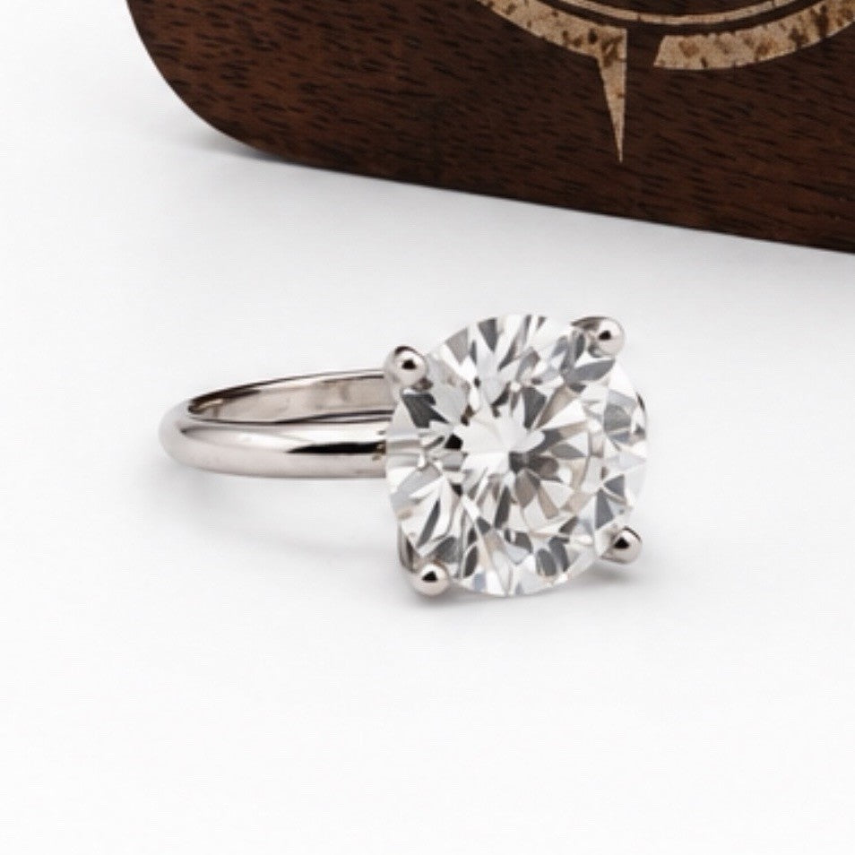 7.09 Ct Lab Grown Diamond Solitaire Ring E VS1 IGI Certified 14K White Gold