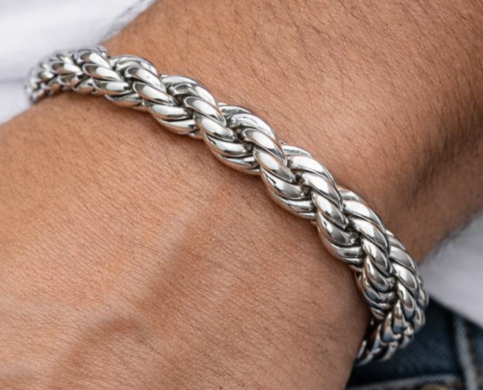Solid Sterling Silver 7mm, 8" rope bracelet