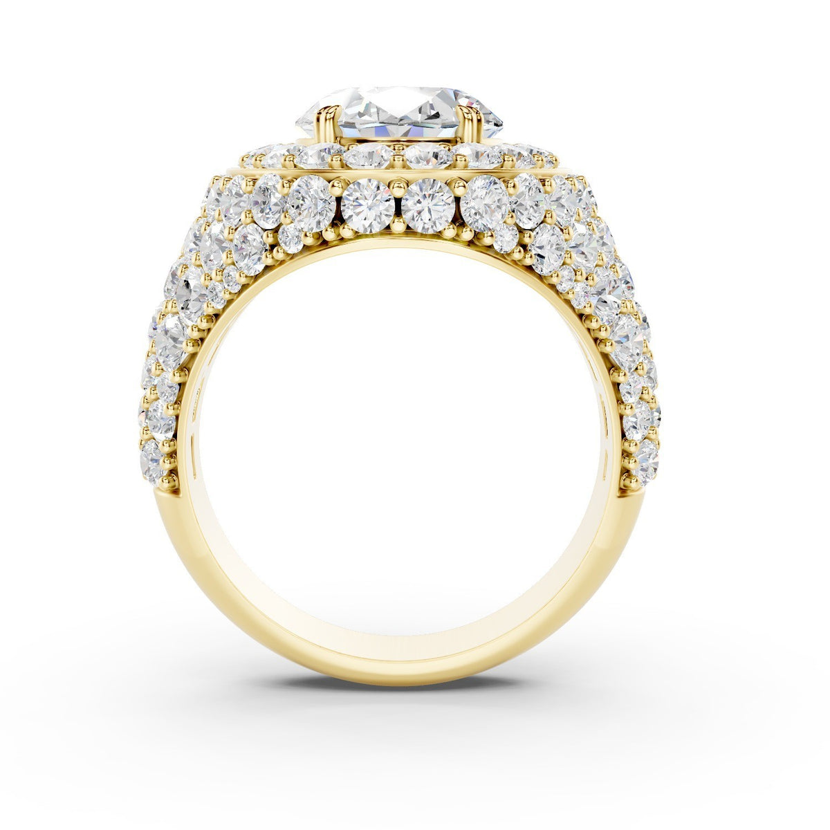 Men's 14k Flooded Lab Diamond Ring with a 3Ct. F color VS1 Center Stone
