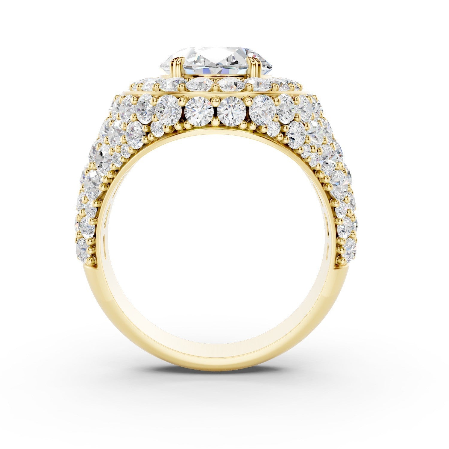 Men's 14k Flooded Lab Diamond Ring with a 3Ct. F color VS1 Center Stone
