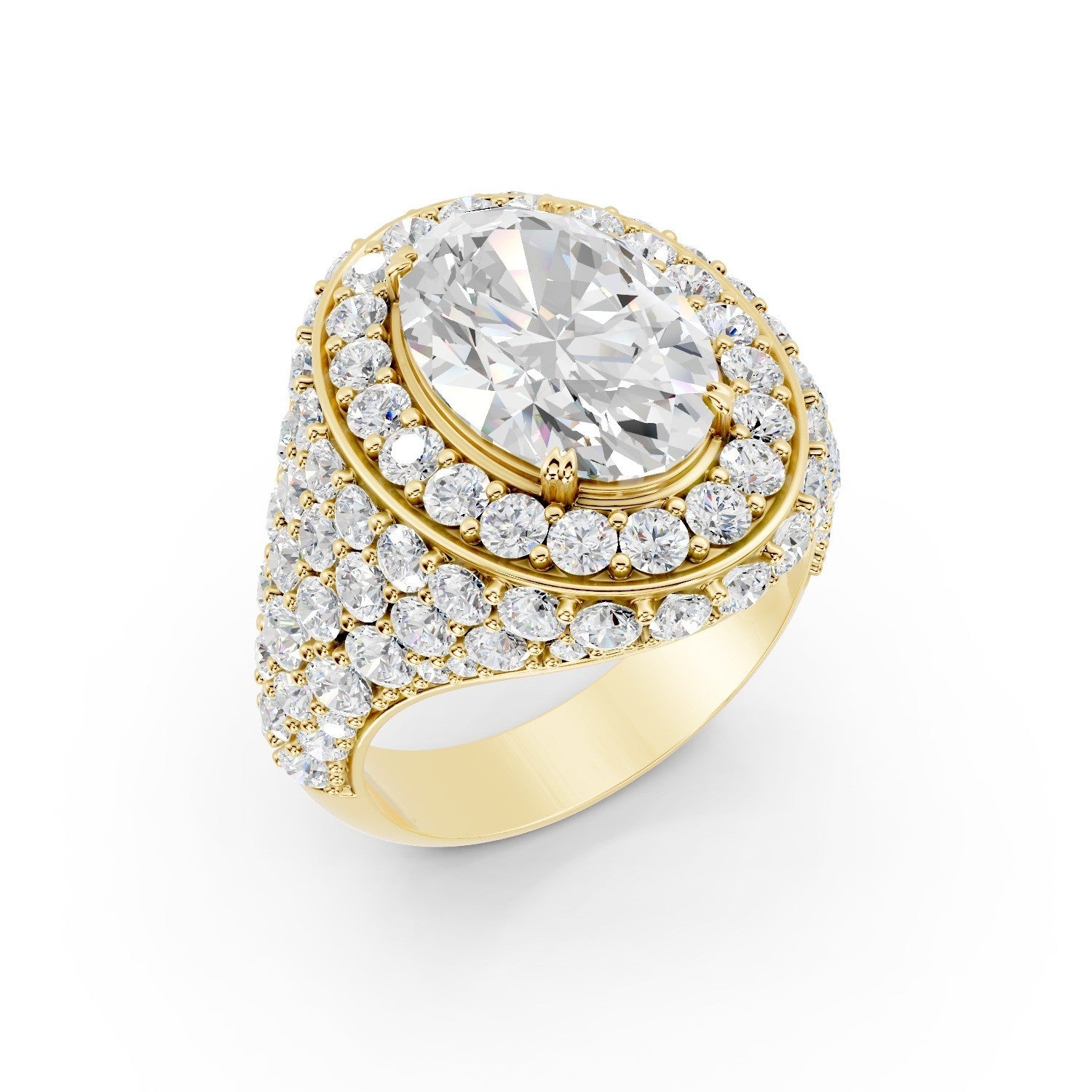 Men's 14k Flooded Lab Diamond Ring with a 3Ct. F color VS1 Center Stone