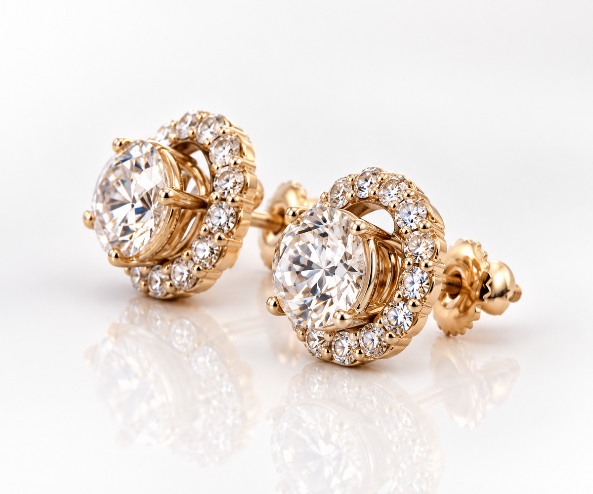 3.86CT Lab Grown Diamond Earrings 1.51 IGI D VVS2 14K with Removable Jackets