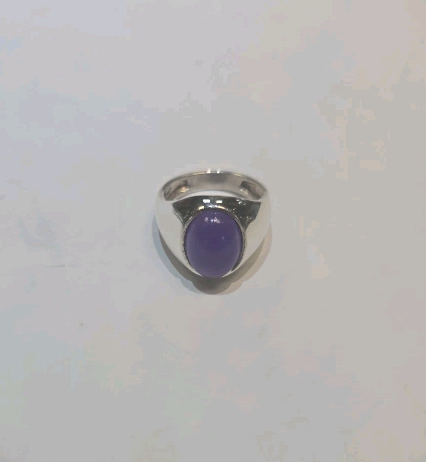 Purple Jade Sterling Silver Ring size 9.5