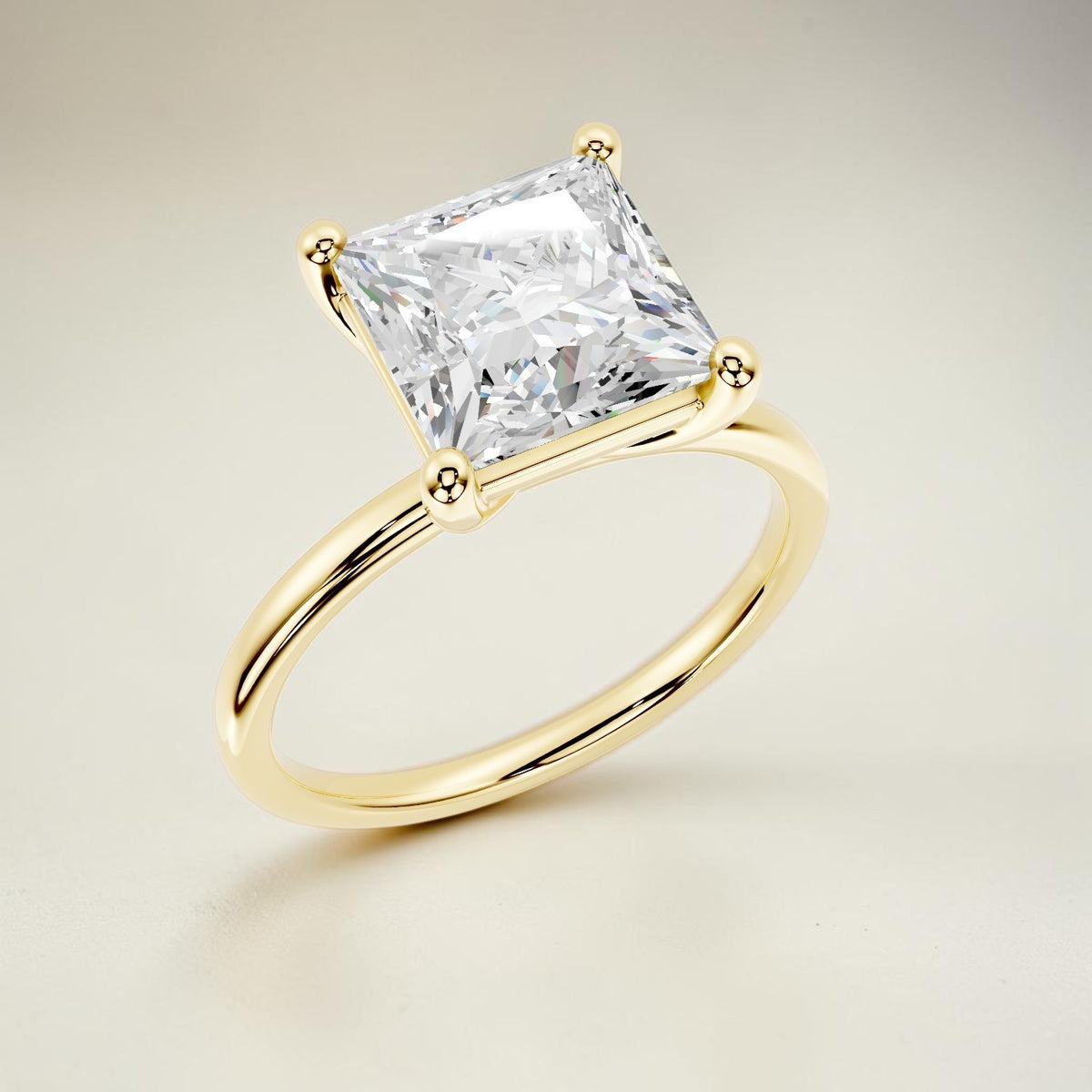 3 CT. F VVS2 Princess Cut Lab Grown Diamond Solitaire IGI Certified 14K Ring